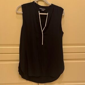 Vince navy Sleeveless Blouse with White Accent
